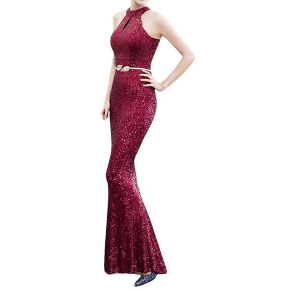 Long Sequin Party | Prom Sleeveless Mermaid Evening Elegant Formal Dress Size M - Picture 3 of 13